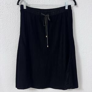 Lauren Ralph Lauren Pull-On Velvet Black Skirt Drawstring Waist Black Small P